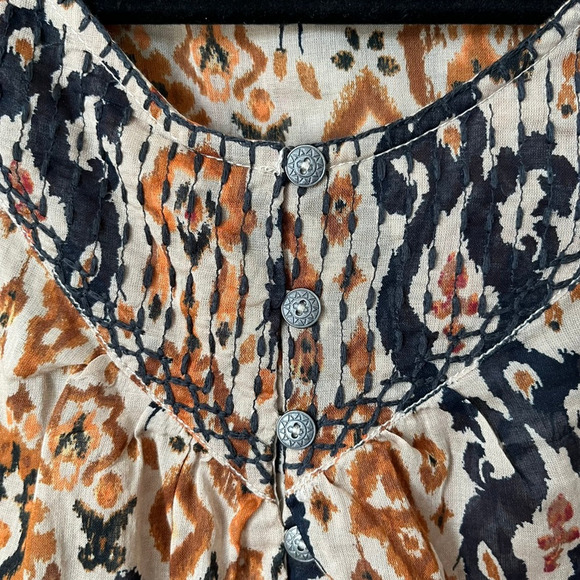 beachlunchlounge Penelope Button Front Blouse Long Sleeve Flowy Boho Womens XS - Picture 7 of 13